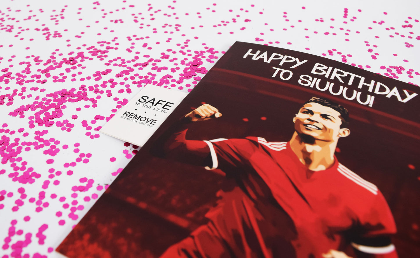 The Manchester CR7 Never-Ending Birthday Card Prank plays RIVALS Song + Glitter